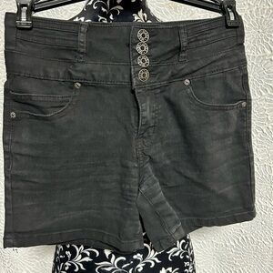 Women's Black Button Fly Jean Shorts